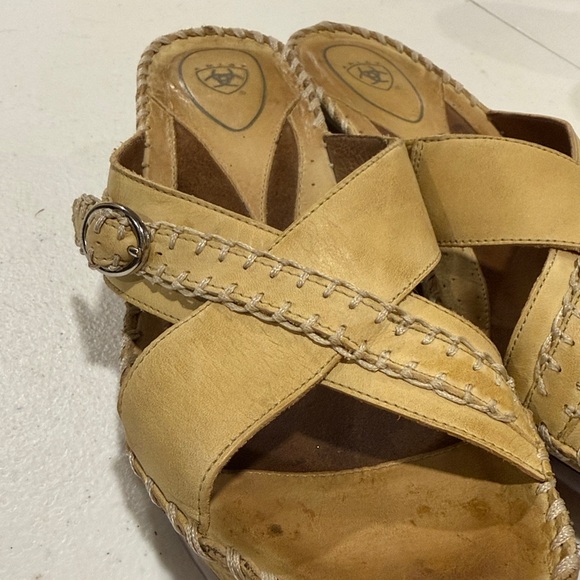 Atiat Tan Leather Wedge Sandals